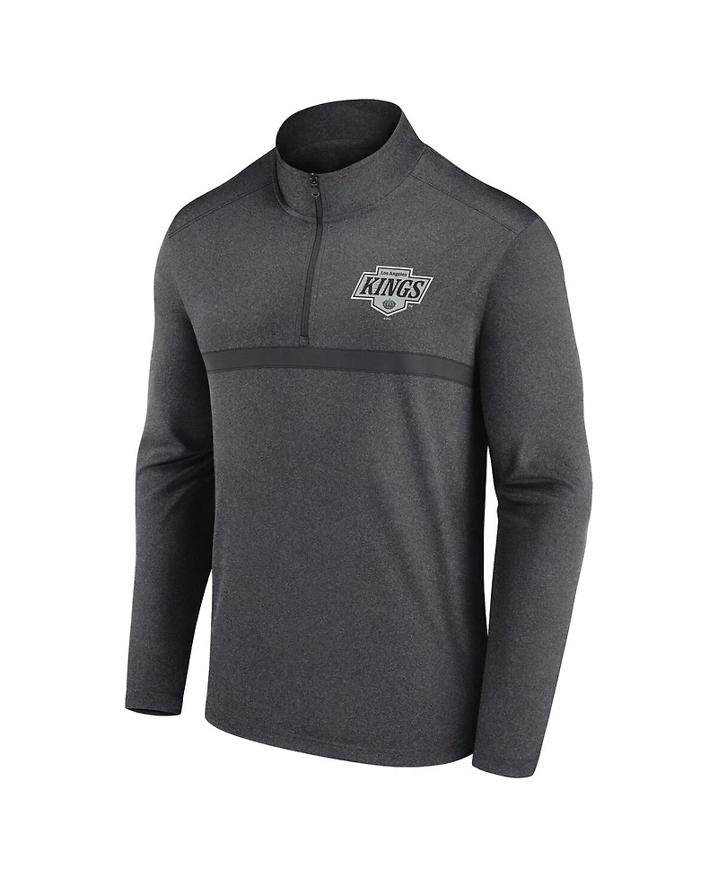 Logo Athletic Men's Heather Charcoal Los Angeles Kings Head-to-Head Raglan Quarter-Zip Sweatshirt