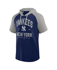 Fanatics Men's Navy New York Yankees Prime Raglan Short Sleeve Hoodie T-Shirt