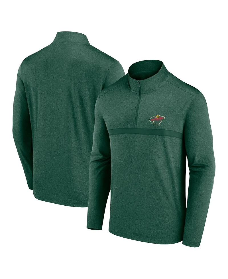 Logo Athletic Men's Dark Heather Green Minnesota Wild Head-to-Head Raglan Quarter-Zip Sweatshirt