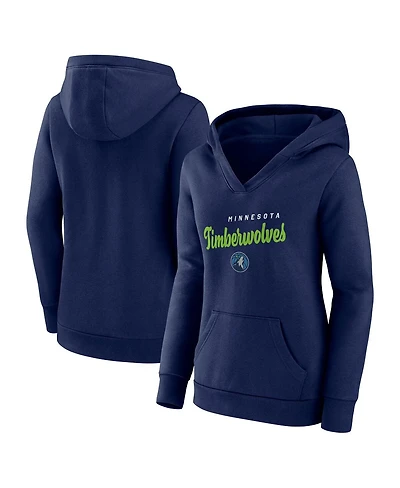 Logo Athletic Women's Navy Minnesota Timberwolves Triumphant V-Neck Pullover Hoodie