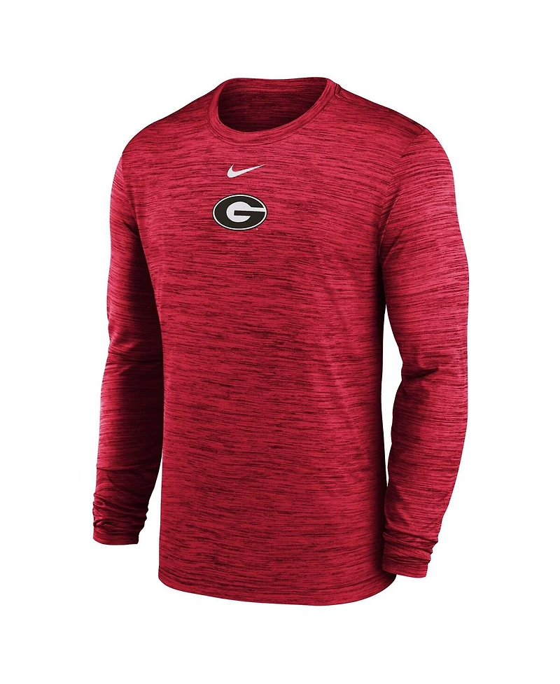 Nike Men's Red Georgia Bulldogs 2025 Sideline Velocity Performance Long Sleeve T-Shirt
