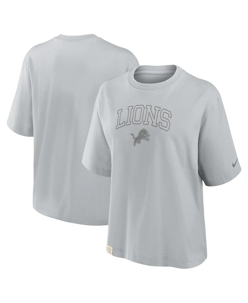 Nike Women's Gray Detroit Lions Glory Arch Boxy T-Shirt