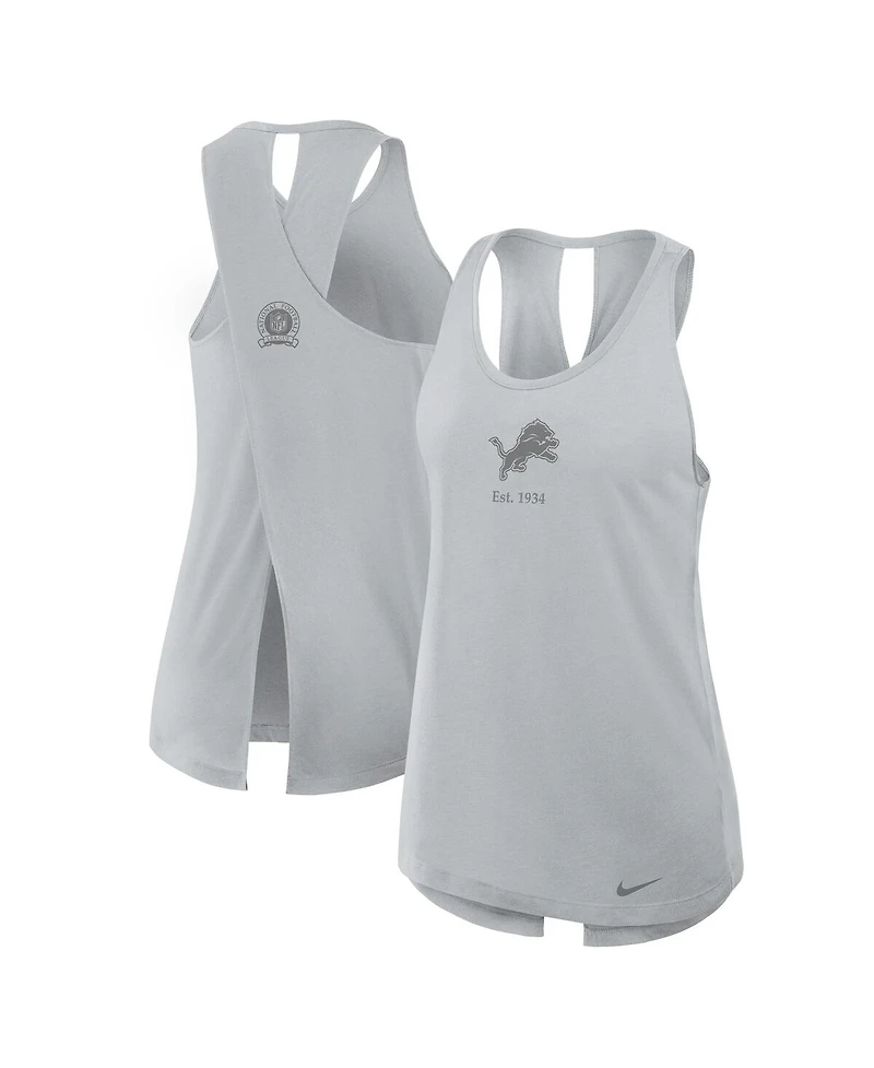 Nike Women's Gray Detroit Lions Glory Crisscross Performance Tank Top