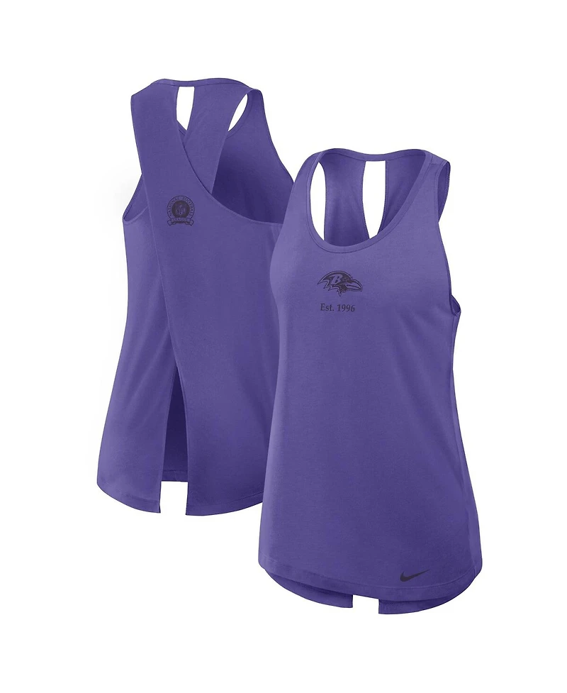 Nike Women's Purple Baltimore Ravens Glory Crisscross Performance Tank Top
