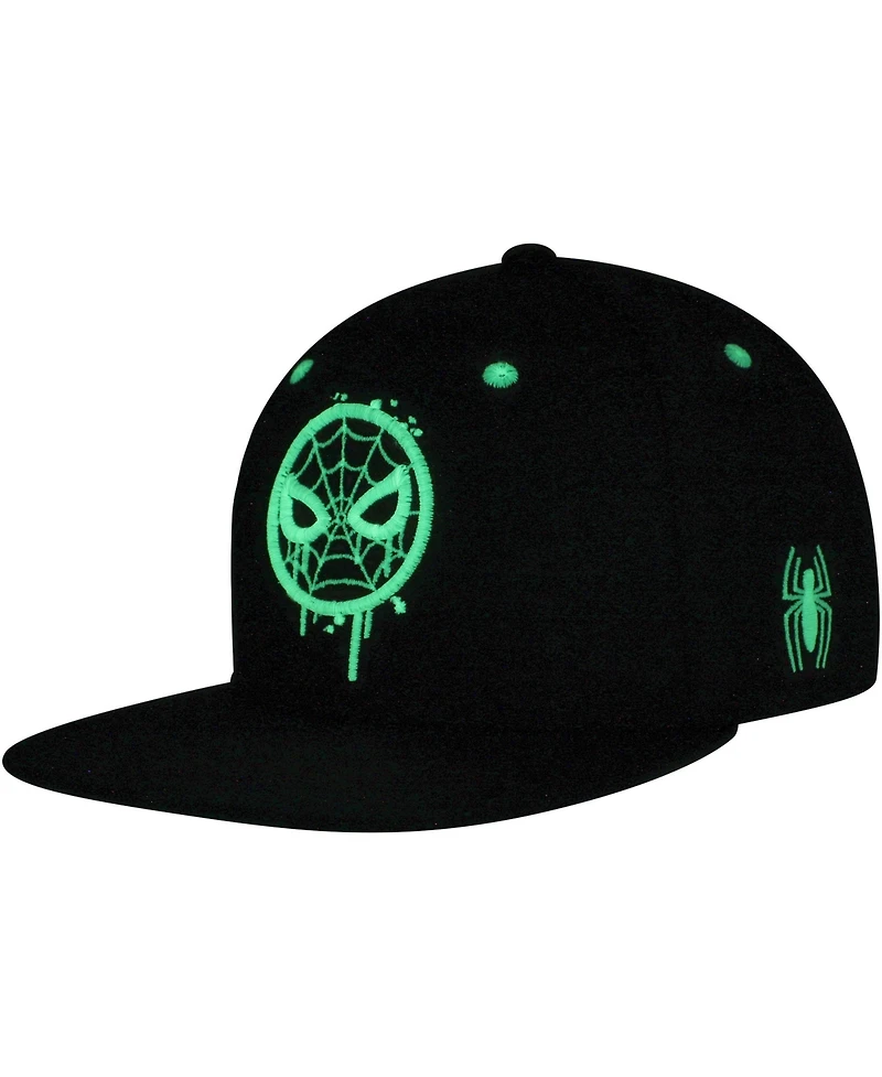 Lids Big Boys and Girls Black Spider-Man Glow-in-the-Dark Snapback Hat