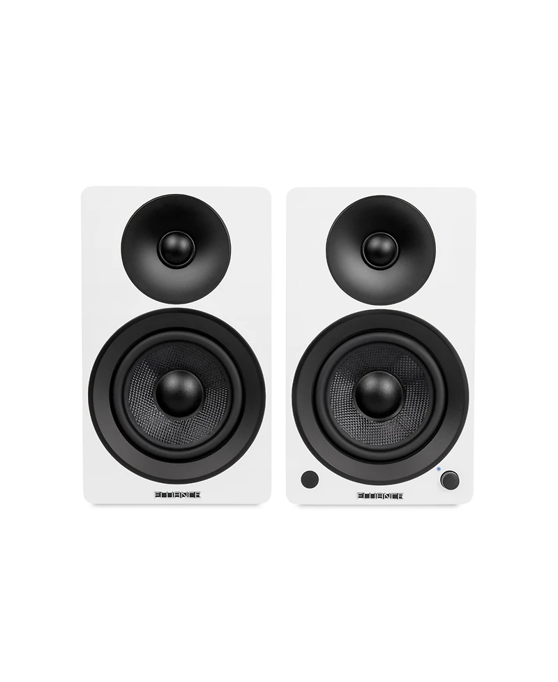 Fluance RT81 Elite High Fidelity Vinyl Turntable (White) with Ai41 Powered 5" Stereo Bookshelf Speakers (White Walnut), Diamond Stylus, Belt Driv