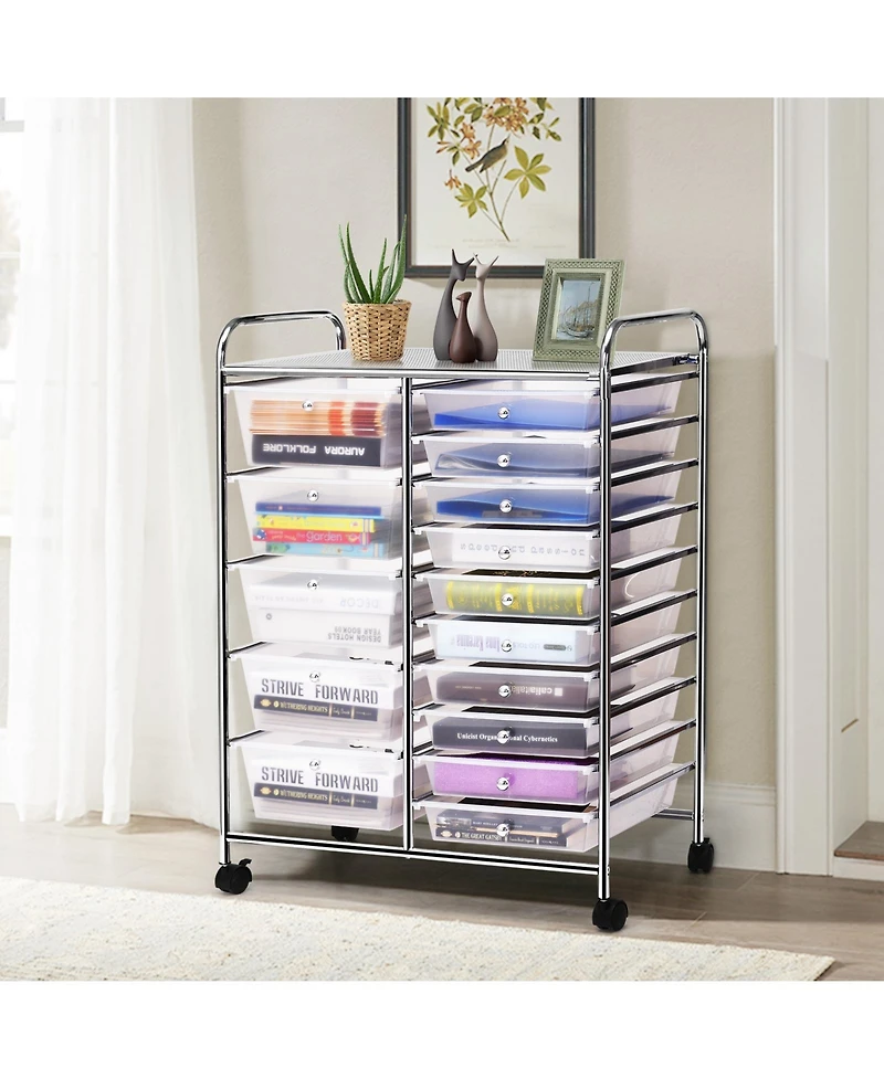 15 Drawers Rolling Storage Cart Organizer