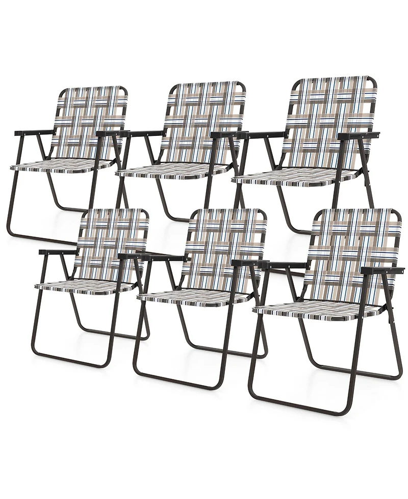 6 Pieces Folding Beach Chair Camping Lawn Webbing Chair