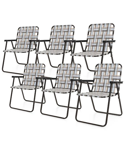 6 Pieces Folding Beach Chair Camping Lawn Webbing Chair