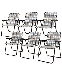 6 Pieces Folding Beach Chair Camping Lawn Webbing Chair