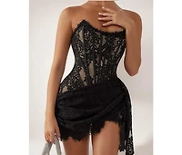 Heiress Beverly Hills Women's Lace Corset Draped Mini Dress