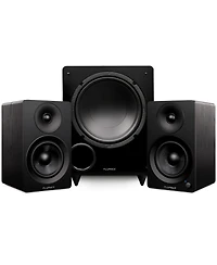 Fluance Ai41 Powered 5" Stereo Bookshelf Speakers (Lucky Bamboo), DB10 10" Low Frequency Ported Front Firing Subwoofer (Black Ash),