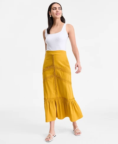 I.n.c. International Concepts Women's Crochet-Trim Maxi Skirt, Exclusively at Macy's