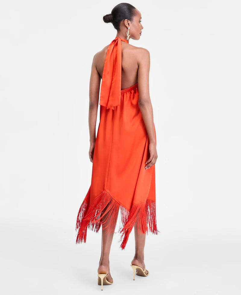 I.n.c. International Concepts Women's Fringe Halter Dress, Exclusively at Macy's