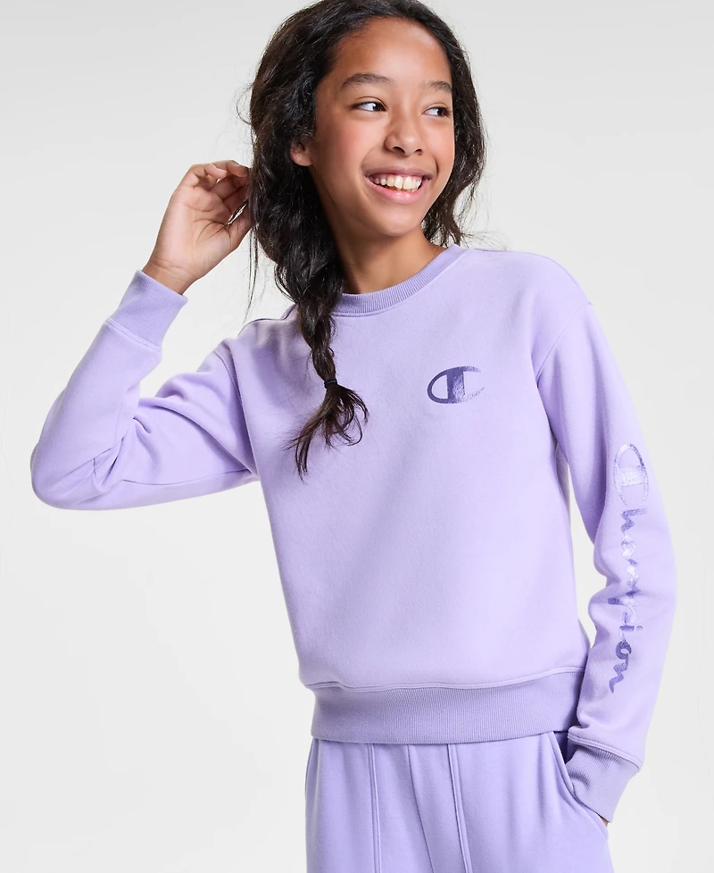 Champion Big Girls Pullover Crewneck Sweatshirt
