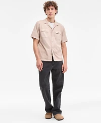 Sun + Stone Men's Short Sleeve Washed Button-Front Camp Shirt, Exclusively at Macy's