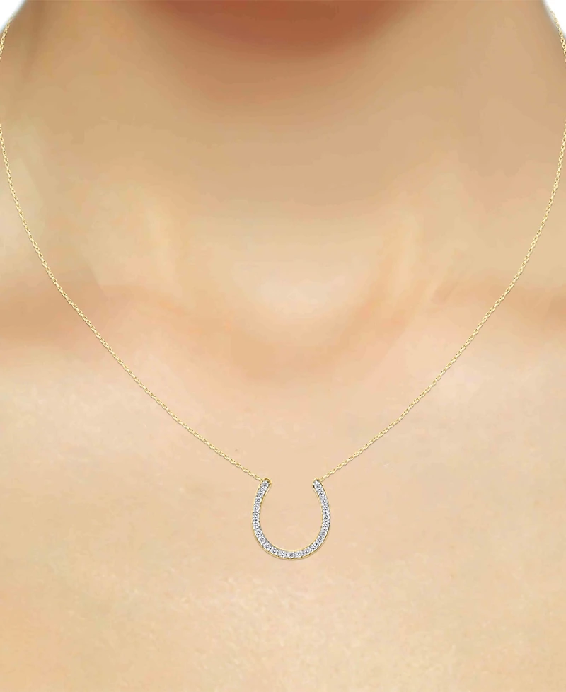 Diamond Horseshoe 18" Pendant Necklace (1/8 ct. t.w.) Sterling silver or 14k Gold-Plated