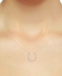 Diamond Horseshoe 18" Pendant Necklace (1/8 ct. t.w.) Sterling silver or 14k Gold-Plated