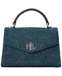 Lauren Ralph Lauren Washed Denim Small Farrah Satchel
