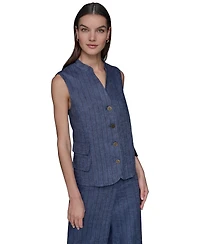 Karl Lagerfeld Paris Women's Pinstripe Button-Front Vest
