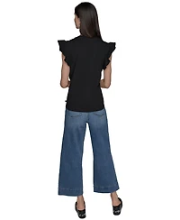 Karl Lagerfeld Paris Women's Studded Ruffle Knit Top