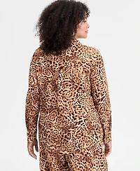 I.n.c. International Concepts Plus Animal-Print Shirt, Exclusively at Macy's