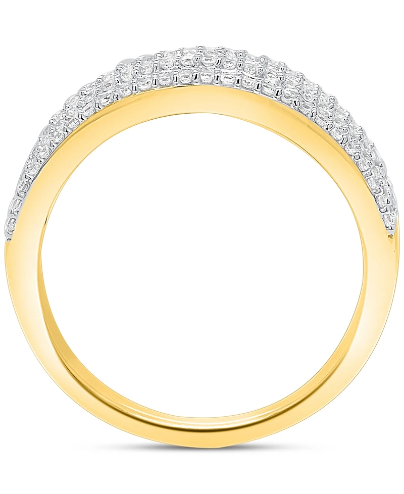 Diamond Round & Baguette Multirow Statement Ring (1 ct. t.w.) Sterling Silver
