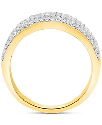 Diamond Round & Baguette Multirow Statement Ring (1 ct. t.w.) Sterling Silver