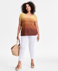 I.n.c. International Concepts Plus Ombre V-Neck Sweater, Exclusively at Macy's