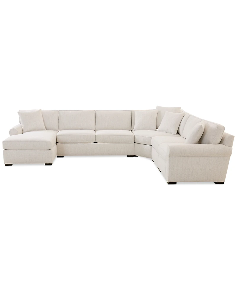 Radley Roll Arm 148" -Pc. Fabric Chaise Sectional with Wedge
