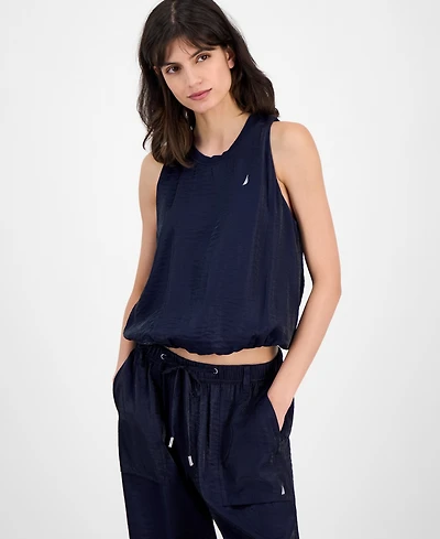 Nautica Jeans Women's Crewneck Sleeveless Bubble Top