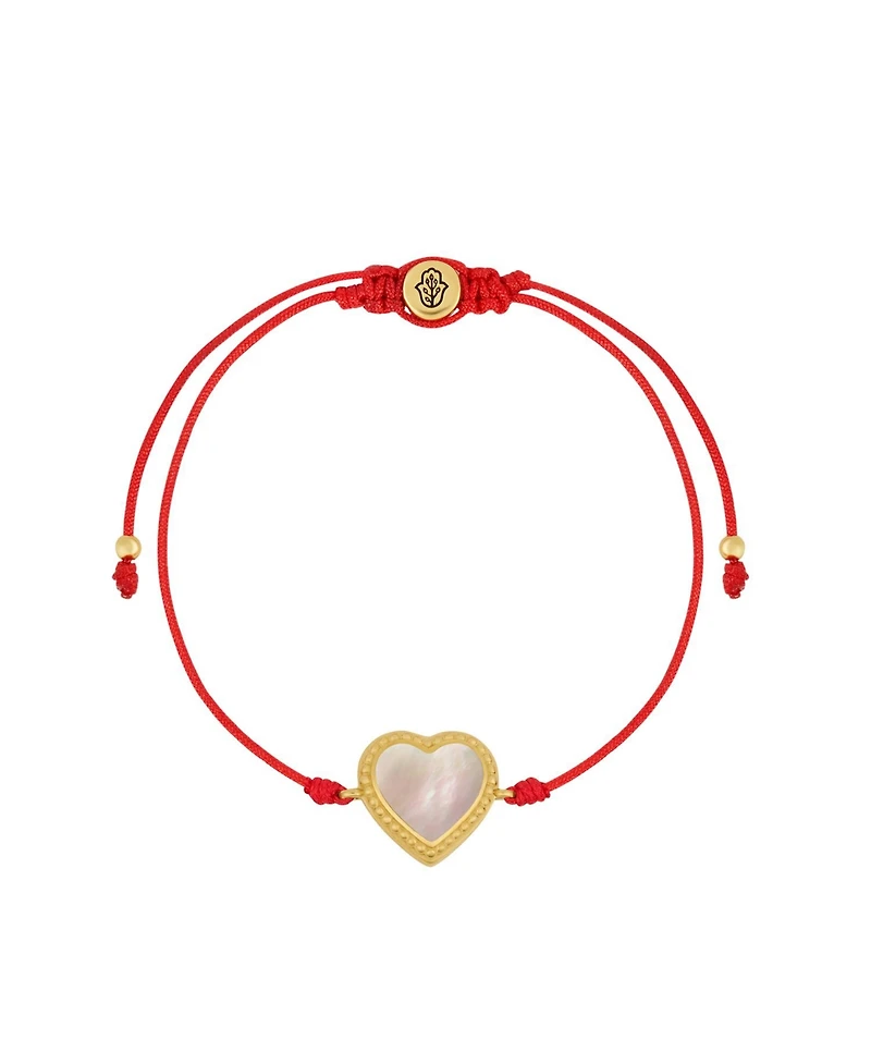 Sincere Love Mother Of Pearl Heart Red String Bracelet