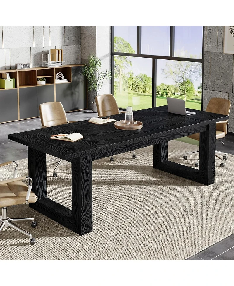 Tribesigns Conference Table, 5 ft Meeting Room Table with Solid Wooden Base, Large