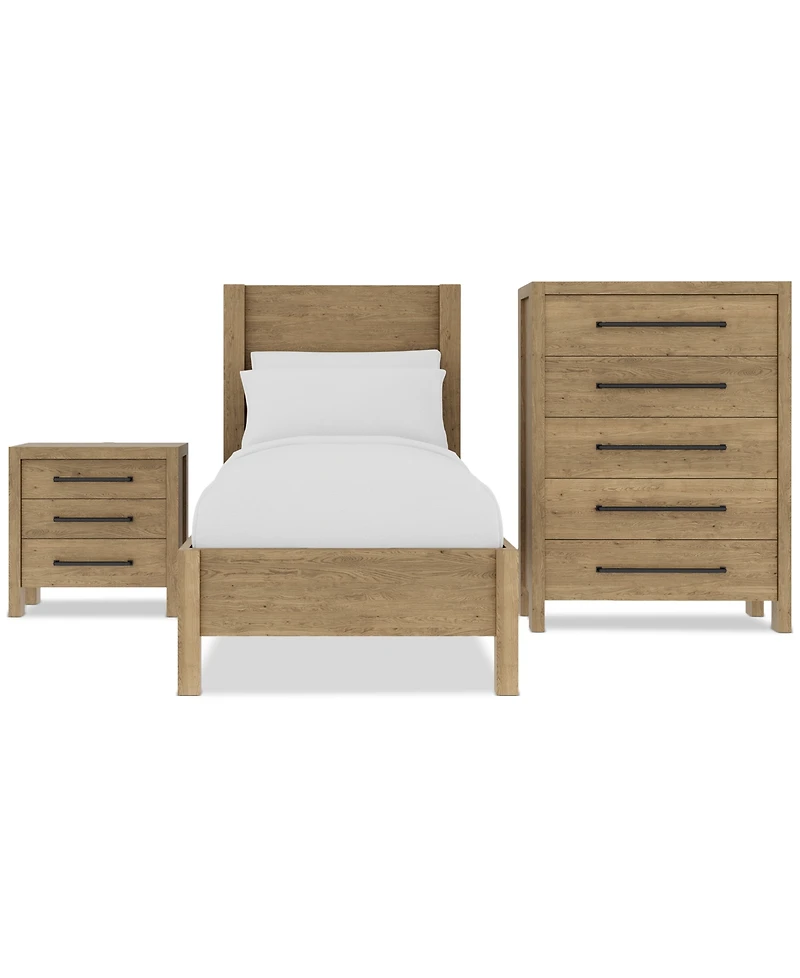 Davie 3-Pc. Twin Set (Panel Bed, Chest & 3-Drawer Nightstand)
