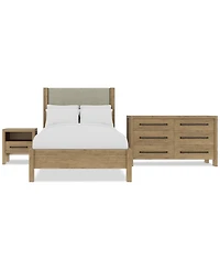 Davie 3-Pc. Full Set (Upholstered Bed, Dresser & 1-Drawer Nightstand)