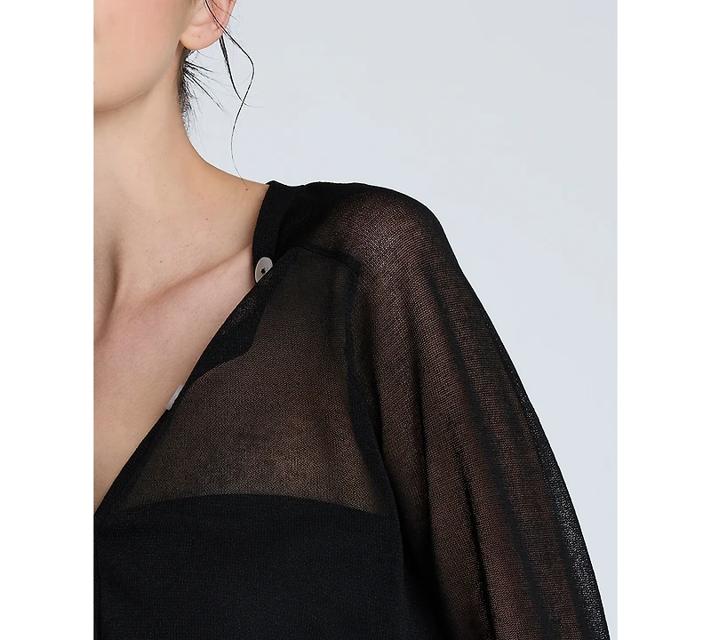 Kenneth Cole Women's Sheer Saddle-Shoulder Cropped Cardigan