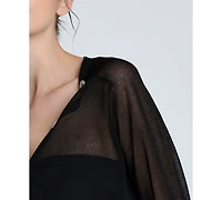 Kenneth Cole Women's Sheer Saddle-Shoulder Cropped Cardigan