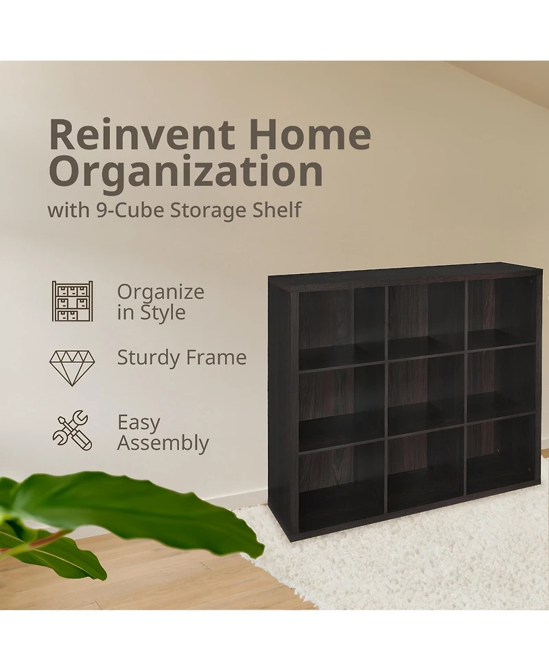 ClosetMaid 9 Cube Storage Shelf Bookshelf Home Organizer with Back Panel, Black
