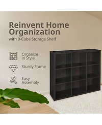 ClosetMaid 9 Cube Storage Shelf Bookshelf Home Organizer with Back Panel, Black
