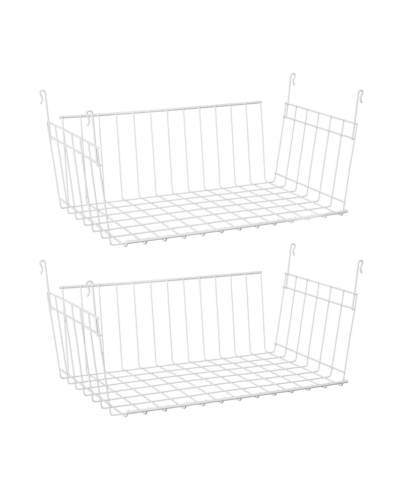 ClosetMaid 17 In Wide Hanging Basket for Wire Shelving Organizer, White (2 Pack)