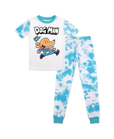 Dog Man Big Girls Youth Short Sleeve Shirt & Blue Wash Sleep Pajama Pants Set-14