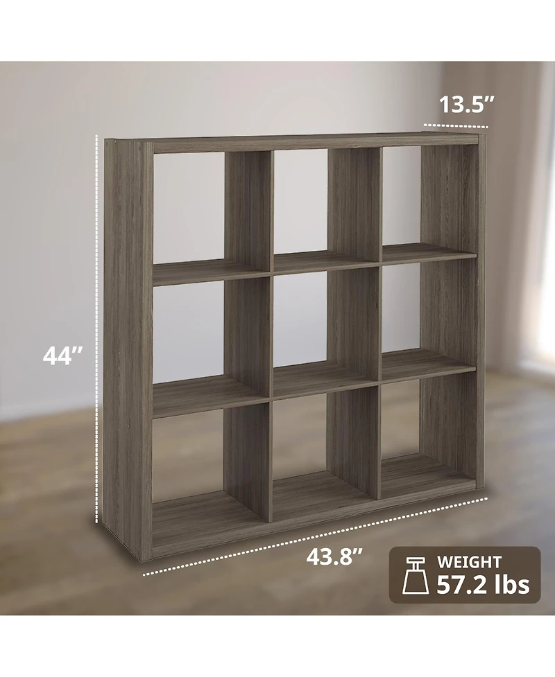 ClosetMaid Decorative Bookcase Open Back 9-Cube Storage Organizer, Graphite Gray