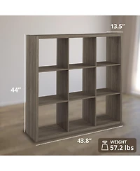 ClosetMaid Decorative Bookcase Open Back 9-Cube Storage Organizer, Graphite Gray