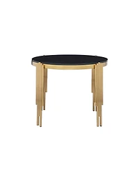 Streamdale Furniture Round Glass Dining Table (38.6") w/ Polished Gold Legs