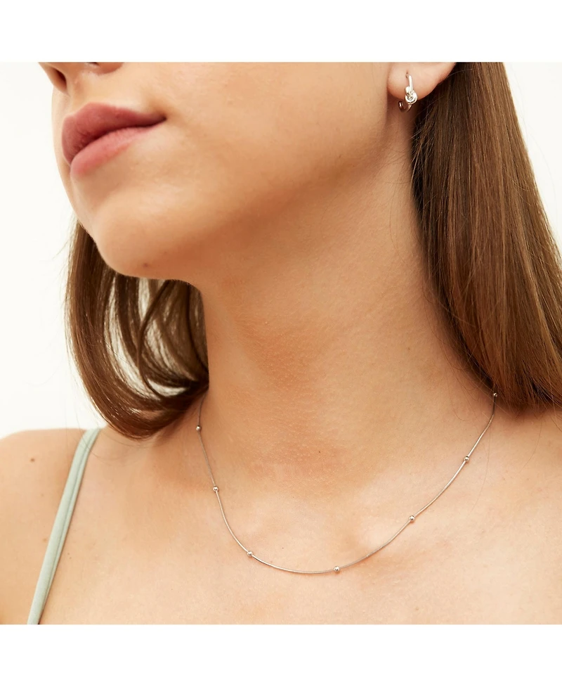 Spero London Italian Bead Chain Sterling Silver Satellite Necklace