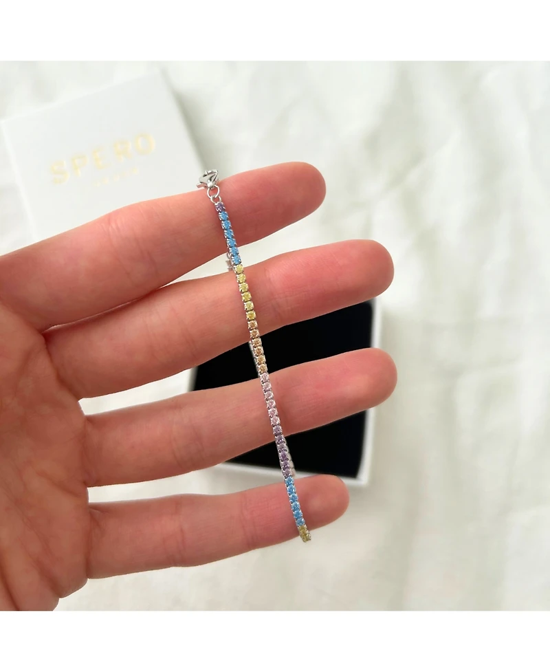 Spero London Pastel Color Colourful Sterling Silver Tennis Bracelet