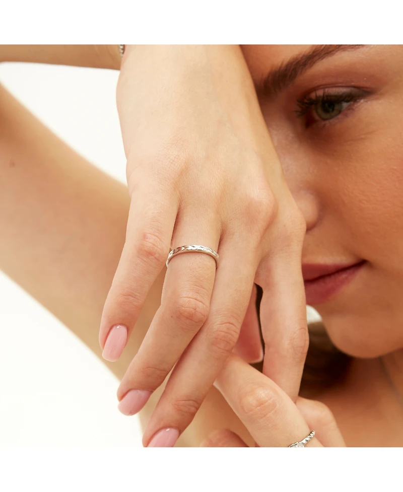 Spero London Braided Design Adjustable Sterling Silver Band Ring