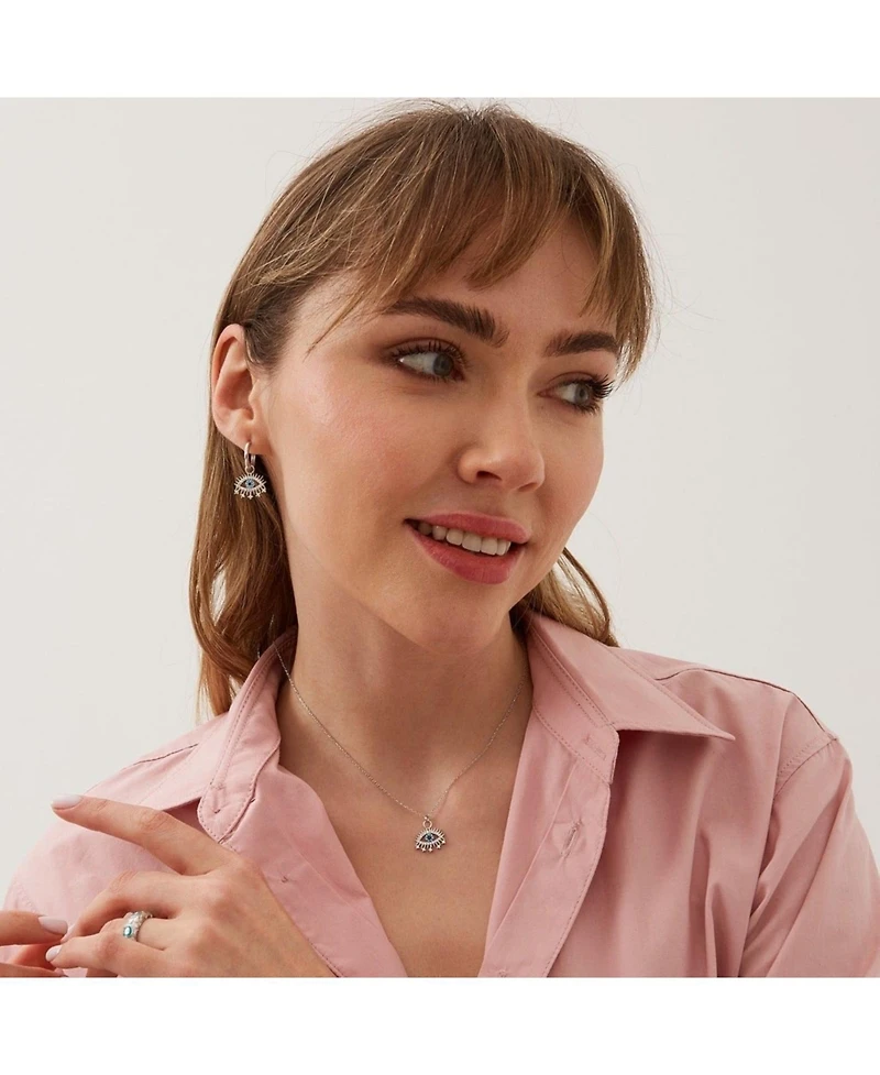 Spero London Evil Eye Earring Blue Eye Eyelash Sterling Silver Earring
