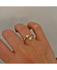 Spero London Hug Ring With Hands Sterling Silver and Gold Plated