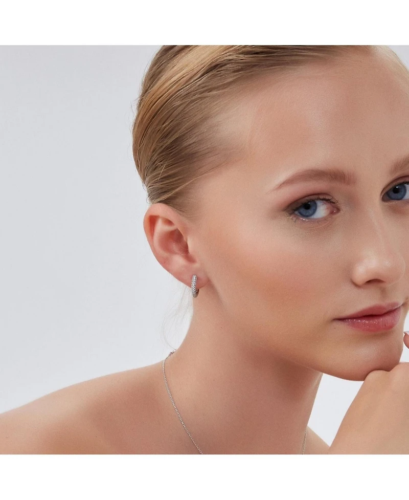 Spero London Pave Sterling Silver Hoop Earrings
